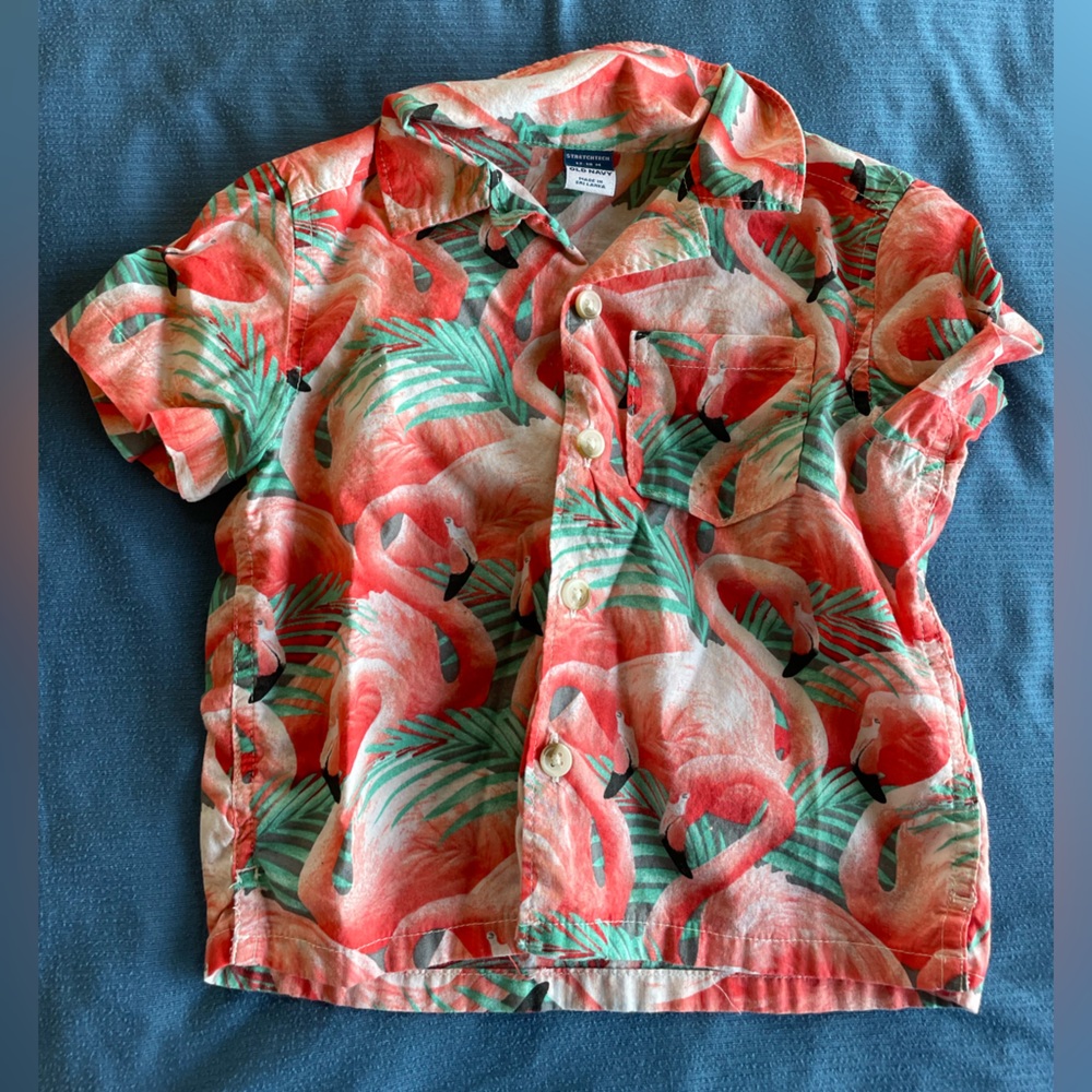 Old Navy baby boy flamingo button down, 12-18mo